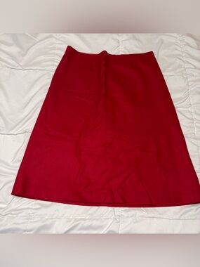 J. Crew Virgin Wool Cashmere Holiday Red Skirt Size 12 Midi Pencil